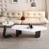 Mesa de Centro Criativa de Ardósia com Formato Irregular, Estilo Moderno Minimalista de Luxo Leve, Design Italiano da Moda para Apartamentos Pequenos, Adequada para Uso Doméstico na Sala de Estar