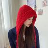 Gorro de lana trenzado para atar, para otoño e invierno, tejido grueso y cálido, con protección para las orejas, gorro de punto de cera de cabeza grande para mujer, moderno