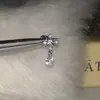 Brincos Stud Retos Super Brilhantes Cravejados de Diamante para Mulheres, Brincos de Furo Duplo Exquisitos de Alto Padrão, Argolas Lisas