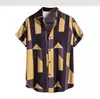 Exportação Transfronteiriça Camisas Havaianas Masculinas Moda Estampa 3D Impressão Digital Manga Curta Tops Atacado Estilo Tropical