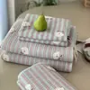 Conjunto de Colcha/Capa de Edredom Estilo Coreano Dupla Face 100% Algodão Conjunto de Três Peças Lavável à Máquina Acolchoado Enchido Lençol Antiderrapante Capa para Tatami Kang