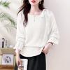 Tejido de punto de manga larga con cortes estilo perezoso para mujer 2025 Otoño Nuevo Ajuste holgado Adelgazante Diseño versátil Top de nicho