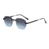 Gafas de Sol Metálicas Poligonales Sin Montura con Textura de Moda Protección Solar para Exteriores Viajes Conducción Parasol Decorativo Gafas de Sol C69639