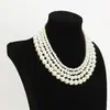 Elegante Collar de Perlas Transfronterizo Estilo Europeo y Americano Múltiples Tamaños Mismo Estilo que Blogueros de Ins Cadena de Clavícula de Alta Gama para Mujer