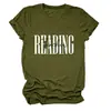 Professor de leitura spot camiseta feminina casual gola redonda simples estampa de letras Amazon transfronteiriço ebay manga curta