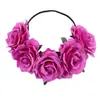 Europa y Estados Unidos Transfronterizos 5 rosas rojas corona de flores para el pelo diadema novia accesorios para el pelo de boda fiesta festiva banda para el pelo de flor artificial