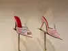 Desfile de Moda Primavera 2026 Novo Estilo Meia-Sapatilha de Salto Alto com Strass em Formato de Cobra e Biqueira Aberta para Uso Externo, Sandálias de Malha Elegantes com Biqueira Fina Preta