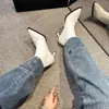 Botas ankle boots patchwork de salto fino estilo europeu e americano, botas curtas retro slim fit para mulheres, novas botas curtas populares de salto alto e bico fino para outono e inverno de 2026