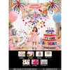 Decoración de Cumpleaños con Tablero KT de Hello Kitty, Set de Lluvia de Globos para Niños Bebés de 4 Años, Decoración de Escena de Fiesta de Gato KT de 5 Años