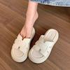 Zapatillas de nicho personalizadas rosas y moradas de suela gruesa para mujer, verano 2025, nuevo, suela suave, combinan con todo, sandalias romanas y zapatillas