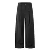 Calça de terno listrada de lapela dupla com perna curva estilo "old money" para homens e mulheres, corte limpo, toque de luxo, caimento solto, casual, comprimento até o chão