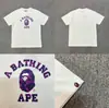 Camiseta unisex de manga curta da marca tendência BAPE, co-branded com design de camuflagem de cabeça de macaco, caimento solto de alta qualidade