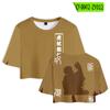 Camiseta de mujer con el periférico de anime de batalla Manshu, suave y cómoda, de manga corta con ombligo, sencilla y dulce, ropa para mujer