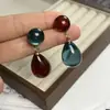 Pendientes Colgantes Retro de Color Contrastante Maillard Diseño de Nicho Pendientes de Lujo Ligero Accesorios Simples y Versátiles