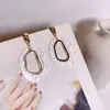 Pendientes Exagerados Europeos y Americanos Estilo Coreano Temperamento Colgante Largo Personalizado Versátil Anillo Geométrico Simple Pendientes con Aguja de Plata S925