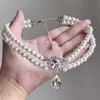 Collar Retro Irregular de Perlas de Cristal para Mujer Sentido de Alta Gama Lujo Ligero Nicho Doble Capa Apilable Cadena para Clavícula Accesorios de Playa