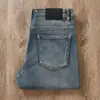 Estação Europeia 2025 primavera e verão novo algodão elástico confortável macio respirável masculino de alta qualidade azul lavado à água jeans reto