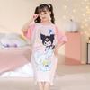 Camisón de verano de seda de leche para niños, para mujeres, tallas pequeñas y medianas, de manga corta, fino, para niñas, bonito camisón para padres e hijos.
