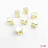 Cuentas Cuadradas Sólidas Lisas Chapadas en Oro Cobre Conservador del Color de Alta Calidad, Cuentas Espaciadoras Cuadradas, Cuentas Sueltas para Pulseras, Collares y Accesorios de Joyería DIY