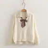 Conjunto de 3 Peças para Mulheres - Colegial Doce com Colete de Tricô com Fenda Lateral + Camisa + Gravata - Atacado