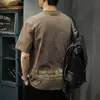 2025 Nueva Camiseta de Manga Corta para Hombre con Estampado de Marca de Moda de Verano Estilo Algodón Pesado Americano Cómoda y Versátil Camiseta de Cuello Redondo