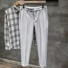 Calças masculinas cortadas, slim fit, primavera e outono, estilo coreano, calças casuais soltas, retas