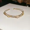 Pulsera de Doble Capa Estilo Coreano con Zirconia Microincrustada en Forma de Estrella, Diseño de Nicho, Pulsera de Lujo de Gama Alta, Joyería de Mano Moderna y Versátil