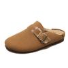 Sapatos Sanxi Estilo Igual com Forro de Lã tipo Birkenstock para Mulheres, Mocassins Planos de Dois Usos, Mocasins Macios de Solado Retro Francês, Sapatos de Pelúcia