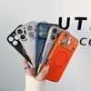 Transforma-se em uma Capa de Celular de 17 Polegadas em Segundos, Janela Grande de Vidro, Capa Rígida Magnética de Acrílico Laranja para iPhone 16, Adequada para iPhone 15
