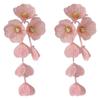 Brincos de Borla Flor Rosa Doce 2024 Novo Estilo de Feriado Temperamento de Luxo Leve Sensação de Alto Padrão Brincos Exagerados Brincos