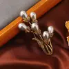 Broche de narciso vintage champán elegante broche de ramo de perlas moda pin versátil accesorios para abrigo