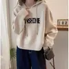 Sudadera con capucha de principios de otoño, con bordes deshilachados, tela gris cálida, suave y amigable con la piel, versátil para el hogar y el deporte, top para mujer