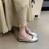 Sandálias Fada Estilo Francês Slip-On para Mulheres 2025 Verão Rasteirinhas de Sola Reta Pequena Fragrante Mary Jane Bico Meias Chinelos
