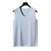 Chaleco de Hielo de Seda para Hombre de Alta Calidad para Verano, Sin Costuras, Ajustado, de Hombros Anchos, Cuello en V, Deportivo Casual, Sin Mangas, Blanco, de Secado Rápido