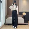 Pantalones casuales holgados y casuales con cordón y pierna ancha para mujer, nuevos pantalones jogger de cintura alta ajustados para otoño e invierno