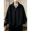 Atacado de Fábrica Hoodie Retrô Americano com Zíper Meio e Gola Alta Masculino Outono Peso Pesado Camada Interna Camada Base Roupa Externa para Casal