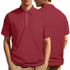 Camisa Polo Casual Suelta de Verano Nueva para Hombre, Jacquard de Toalla, Solapa con Cremallera, Manga Corta