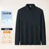 Camiseta de Manga Larga para Hombre de Tencel Lyocell Lino Modal Algodón Camisa Polo Otoño Invierno Nueva Camisa Base con Cuello para Hombre