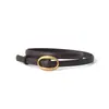 Cinto Feminino de Couro Genuíno, Estilo Simples, Cinto Casual com Fivela Lisa, Acessório de Moda em Couro Bovino, Estilo Versátil de Primavera para o Dia a Dia Feminino