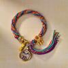 Cuerda de Mano Xizang Tejida a Mano Recurrente Cuerda de Mano Pequeña Pulsera Thangka Cuerda Thangka Dios de la Riqueza Madre Verde Zakilam
