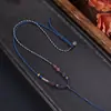Nuevo Collar de Cuerda para Clavícula con Hebilla de Seguridad de Cera de Abeja y Cristales Ajustable para Mujer Cuerda con Colgante de Jade para Hombre Colgante de Jade Hetian