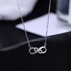 Collar de Anillo de Möbius de Plata S925 Árbol Banyan para Mujer Lujo Ligero Colgante de 8 Caracteres Celebridad Cibernética Elegante Cadena Clavicular Ilimitada