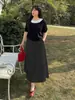 Falda de Línea A tipo Globo de Cintura Alta para Tallas Grandes con un Diseño Elegante, Nuevo Estilo Primavera 2026, Cintura Elástica, Falda Midi Favorecedora y de Moda 214179