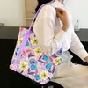 Bolsa de lona suave estilo coreano Floral Story, alto valor estético, gran capacidad, versátil para ir al trabajo, bolso de hombro y de mano