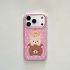 Capa de celular de urso com bolinhas da moda com cordão para Apple 17Promax/16Promax/15PM para mulheres
