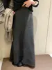 Novo saia midi de tricô de cintura alta, modeladora, para mulheres, para outono e inverno, com caimento fluido, estilo elegante, versátil e uma silhueta solta em A que lembra Miu Miu