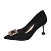 Novo Copo de Vinho Preto Versátil e Elegante Salto Alto Profissional Scarpin Bico Fino Francês Sapatos de Trabalho Sapatos de Trabalho