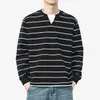 Ropa para Hombre Fengshe / 2026 Primavera y Otoño Nueva Sudadera Rayada Retro Americana Holgada Falsa de Dos Piezas para Hombre