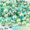 Perlas de ABS de Alto Brillo Coloridas Galvanizadas de Media Ronda Mezcladas con Pedrería de Resina 3-10 mm Perlas de ABS de Venta Caliente en Amazon Joyería DIY