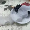 Ribete de Encaje de Gasa Plisada Elástica Blanca y Negra de 6 cm de Ancho para Bordes de Ropa y Cuellos, Accesorios para Ropa de Mascotas y Muñecas